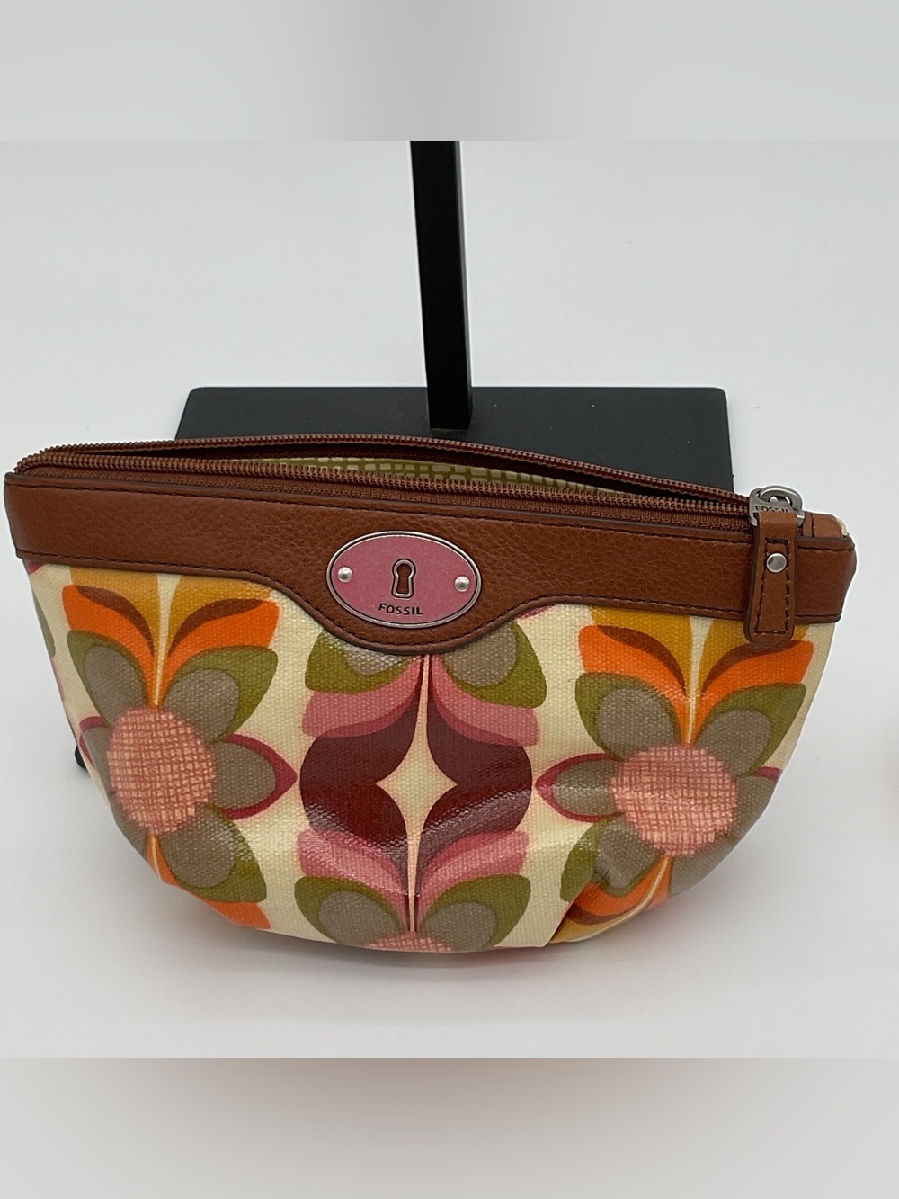 Fossil Key-Per Retro Floral Coated Canvas Cosmetic Pouch